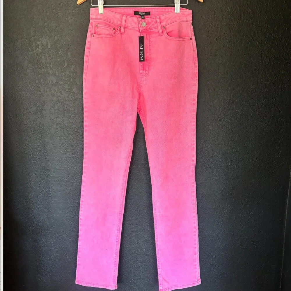 NWT - Anthropologie Heston Cotton High Rise Straight Leg Pink Jeans (Size: 27) - Picture 5 of 9